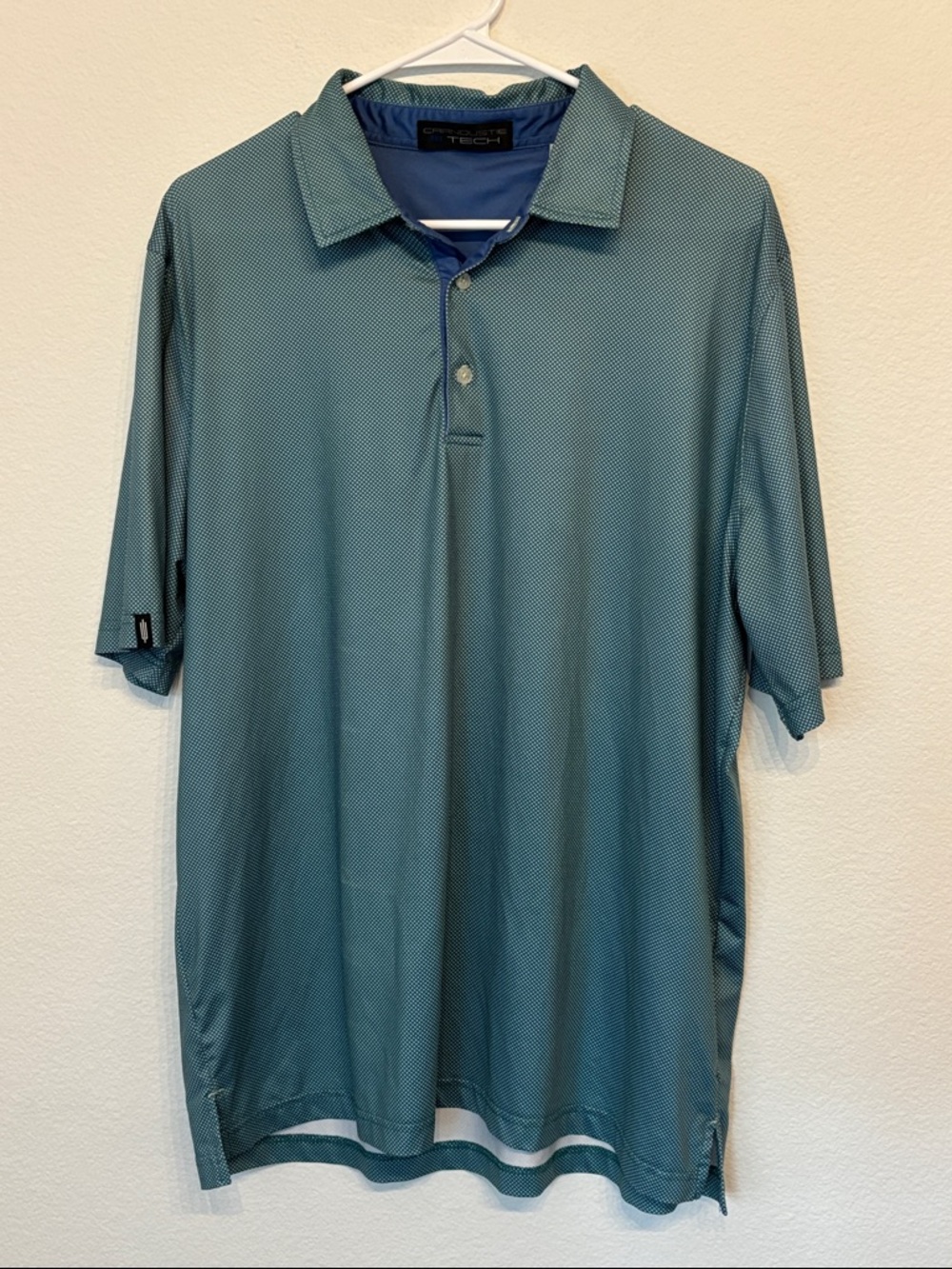 Carnoustie Tech Teal Performance Golf Polo micro print design